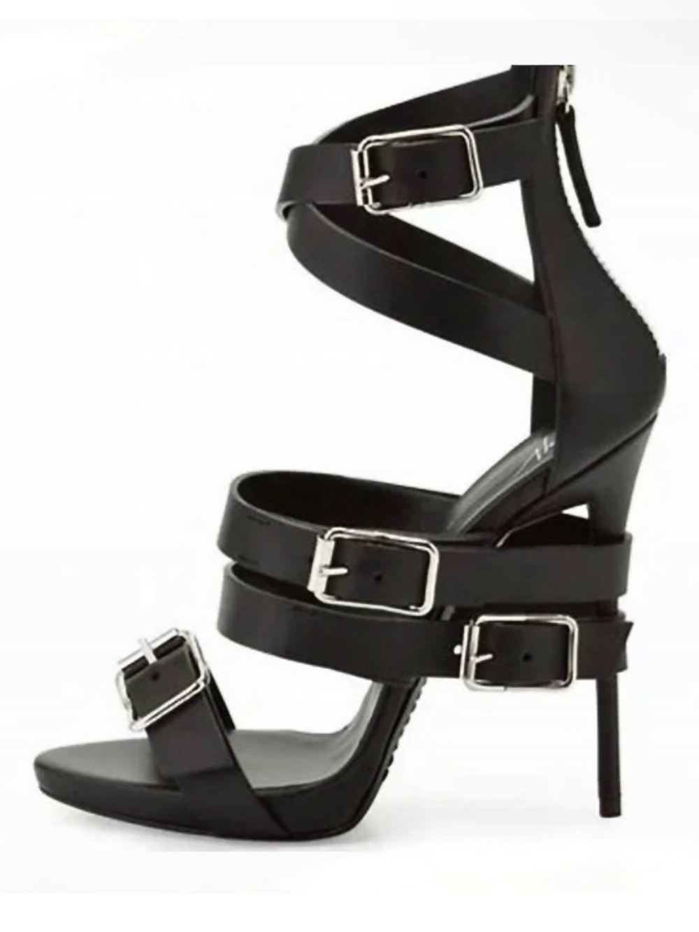 Giuseppe Zanotti Sabbia Black Multi-Buckle Strappy Stiletto Sandals - Picture 3 of 7